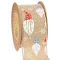 Floristik24 Dekoband Jute-Optik Weihnachtswichtel 60mm 10m Braun