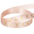 Geschenkband 15mm x 18m aus Polyester mit goldenen Schleifen in Rosa für dekorative Anwendungen | Floristik24.at