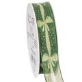 Floristik24 Geschenkband aus Stoff mit Schleifenmotiv Grün 25mm x 18m