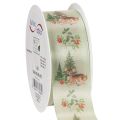 Floristik24 Dekoband mit Reh-Motiv 40mm 15m Waldszene Rot-Grün