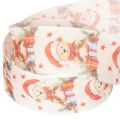 Geschenkband Stoff 40mm Bär Weihnachtsmütze Geschenke Creme Rot Grün 15m | Floristik24.at