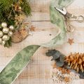 Geschenkband Stechpalme und Mistel Polyester 40mm x 15m Grün | Floristik24.at