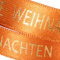 Geschenkband Stoff Orange mit Goldschrift Weihnachten 15mm x 18m | Floristik24.at