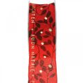 Floristik24 Weihnachtsband mit Spruch Rot 40mm 20m