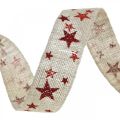Floristik24 Geschenkband Schleifenband mit Sternen Weiß Rot 25mm 15m
