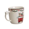 Keramikbecher 9 cm Weiß Weihnachtsmotiv Auto mit Geschenken | Floristik24.at
