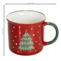 Keramiktasse 9 cm Rot mit Tannenbaum-Motiv | Floristik24.at
