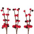 Floristik24 Künstlicher Deko-Zweig mit roten Beeren 15 cm Set 6 Stück