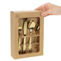 Besteck-Set aus Edelstahl 16-teilig goldfarben im Karton | Floristik24.at