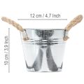 Blecheimer aus Metall mit Seilgriffen Ø12cm glänzend für Dekoration | Floristik24.at