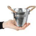 Blecheimer aus Metall mit Seilgriffen Ø12cm glänzend für Dekoration | Floristik24.at