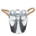 Floristik24 Metalleimer glänzend mit Seilgriffen Ø16cm H15cm Silber für Innen und Außen