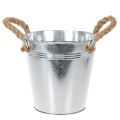 Floristik24 Blecheimer aus Metall mit Seilgriffen Ø18cm Silber für Innen- und Außendekoration