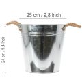 Blecheimer Metall verzinkt Ø25cm mit Seilgriffen Silber | Floristik24.at