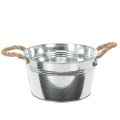 Floristik24 Metallschale mit Seilgriffen Ø22cm Silber für Dekoration und Bepflanzung