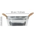 Blechschale oval aus Metall 30x17x10cm Silber mit Flachsgriffen | Floristik24.at