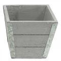 Floristik24 Blumenkasten Holz Übertopf Shabby Chic Grau 12,5×14,5×14,5cm