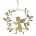 Floristik24 Engel-Kranz, Weihnachtsdeko, Engel zum Hängen, Metallanhänger Golden H14cm B15,5