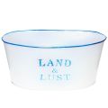 Floristik24 Blumenschale oval Metall Pflanztopf 26×17×12cm Weiß Blau für Innen und Außen