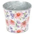 Floristik24 Blumentopf aus Metall mit Frühlingsmotiv Ø12cm H10,5cm für Innen und Außen