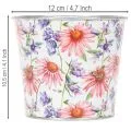 Blumentopf aus Metall mit Frühlingsmotiv Ø12cm H10,5cm für Innen und Außen | Floristik24.at