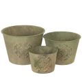 Floristik24 Blumentopf-Set Metall Grün Ø22-13,5cm 3 Stück Vintage-Look