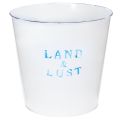 Floristik24 Metall-Blumentopf Übertopf Ø22×H21cm Weiß Blau Landhausstil