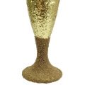 Floristik24 Aufhänger Champagnerglas Hellgold-Glitter 15cm Silvester und Weihnachten
