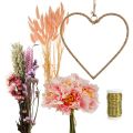 Floristik24 DIY Box Herz Deko Loop mit Pfingstrosen und Trockenblumen Rosa 33cm