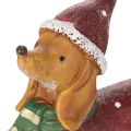 Dekofigur Dackel aus Polyresin 18 cm mit Geschenkpaket und Weihnachtsmütze | Floristik24.at