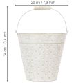 Deko-Eimer Metall Weiß gewaschen mit Holzgriff Ø20,5cm H20cm Pflanzkübel | Floristik24.at
