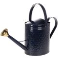 Floristik24 Deko-Gießkanne aus Metall 65cm Blau-Gold mit Karo-Muster für Innen- und Außenbereiche
