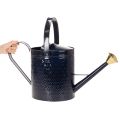 Deko-Gießkanne aus Metall 65cm Blau-Gold mit Karo-Muster für Innen- und Außenbereiche | Floristik24.at