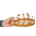 Deko-Tablett aus Holz und Metall Ø20cm H8,5cm mit Vogelmotiv in Edelrostoptik | Floristik24.at