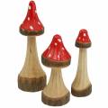 Floristik24 Deko Fliegenpilze aus Holz Rot, Natur 13,5cm - 19cm 3St