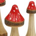 Floristik24 Deko Fliegenpilze aus Holz Rot, Natur 13,5cm - 19cm 3St