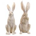 Floristik24 Deko Kaninchen sitzend Dekofiguren Hasenpaar H37cm 2St