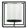 Deko Kerzenhalter Schwarz Metall Windlicht Glas 12×12×13cm