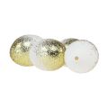 Floristik24 Deko Ostereier echtes Hühnerei Weiß mit Gold-Glitter H5,5–6cm 10St