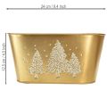 Dekoschale Metall oval 24×13×12,5cm Gold mit Tannenbaum-Motiv | Floristik24.at