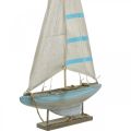 Floristik24 Deko Segelboot Holz Blau-Weiß Maritime Tischdeko H54,5cm