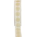 Floristik24 Weihnachtsband Geschenkband Schneeflocke Weiß 25mm 20m