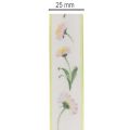 Geschenkband Blütenmuster Bellis Polyester 25mm 20m Weiß | Floristik24.at