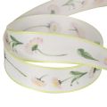 Geschenkband Blütenmuster Bellis Polyester 25mm 20m Weiß | Floristik24.at