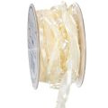 Floristik24 Dekoband Creme mit Herzen und Perlen 10mm x 5m Polyester Polystyrol
