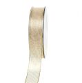 Floristik24 Dekoband mit Lurexstreifen Hellgold 25mm 20m