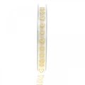 Floristik24 Dekoband Weiß Geschenkband Herz Gold Glitter 10mm 20m