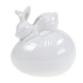 Floristik24 Dekofigur Hase auf Ei Weiß 8,5cm 2St