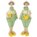 Floristik24 Dekofiguren Gärtner aus Polyresin 16,5×5,5 cm Grün Gelb 2-teilig