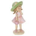 Dekofiguren aus Polyresin Mädchen mit grünem Hut und rosa Kleid 6,5x5,5x14,5cm 2 Stück | Floristik24.at